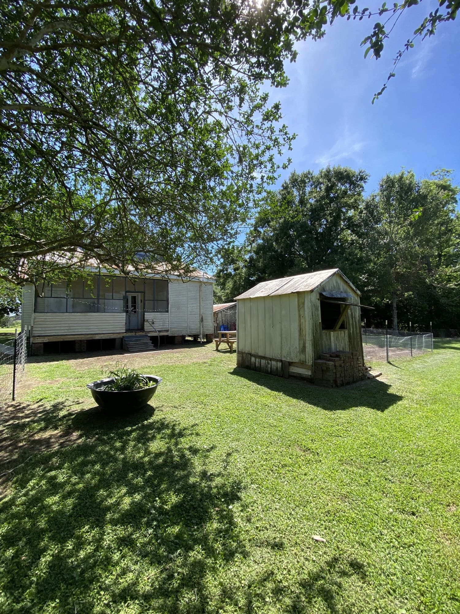 Chain-link kennel runs at the TIMCO Kennels gun-dog facility in Thibodaux, Louisiana